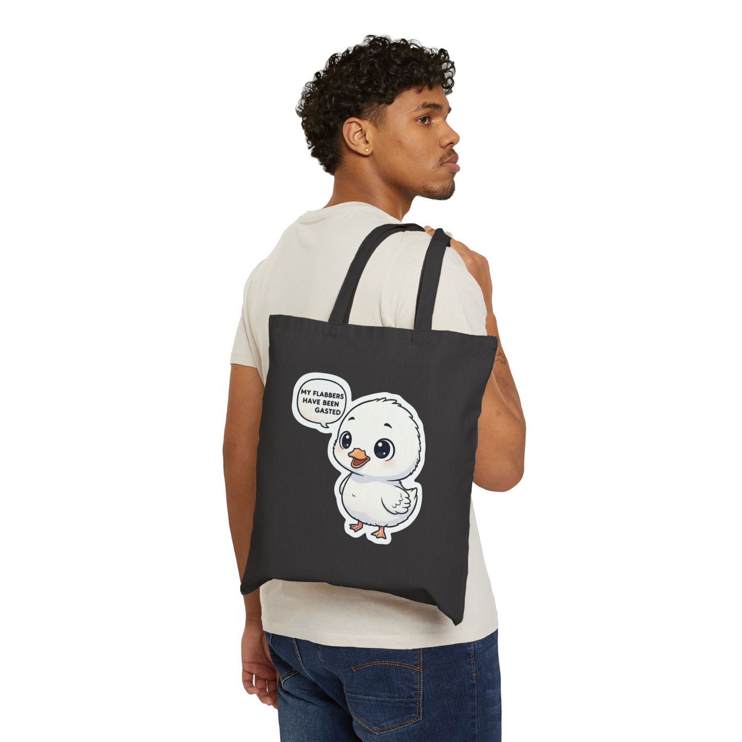 Cute Chick Canvas Tote Bag — "My Flappers Have Been Gasted" Cute Bird Eco Grocery Bag