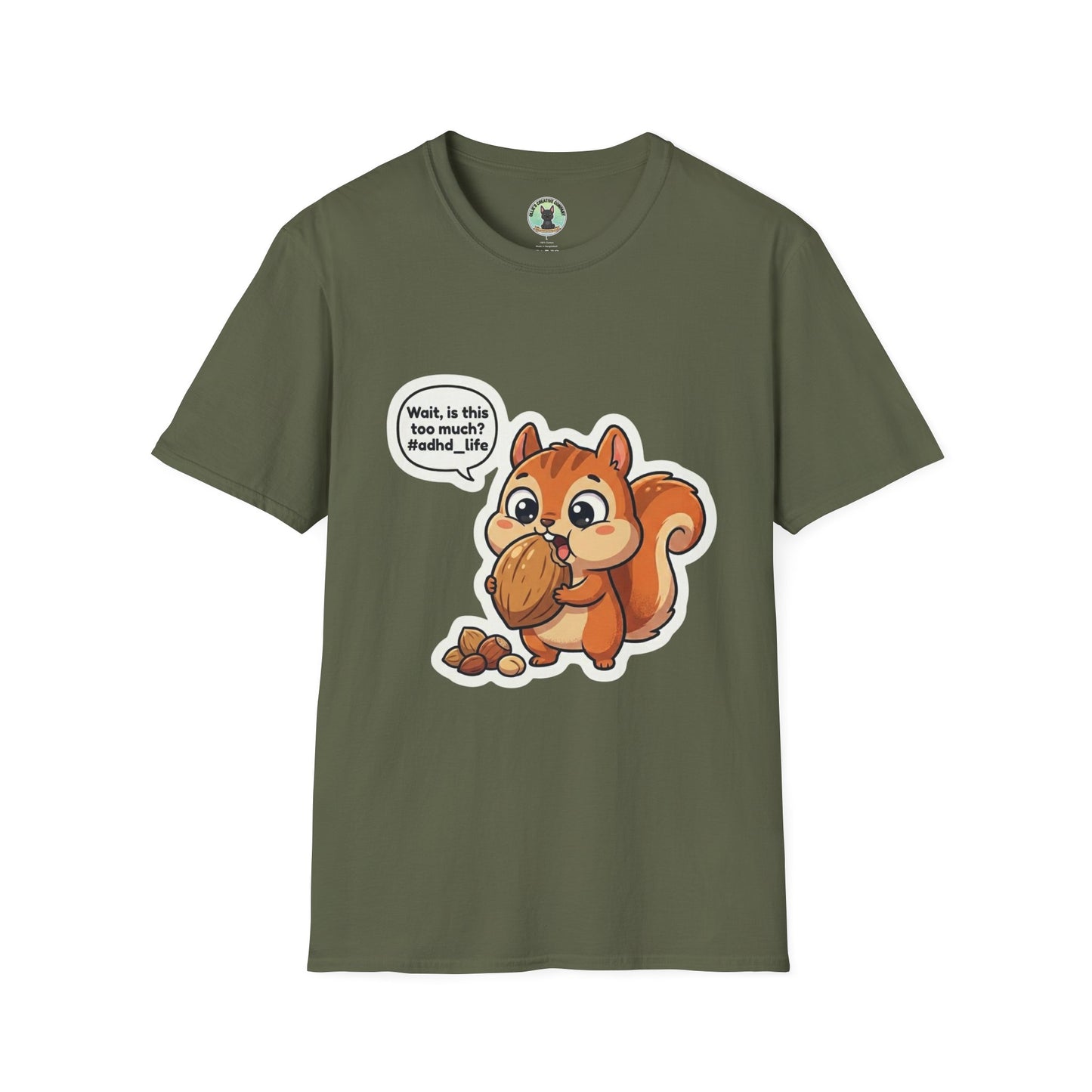 Cute Squirrel Eating Acorn T-Shirt — "Wait, is this too much? #adult_life"
