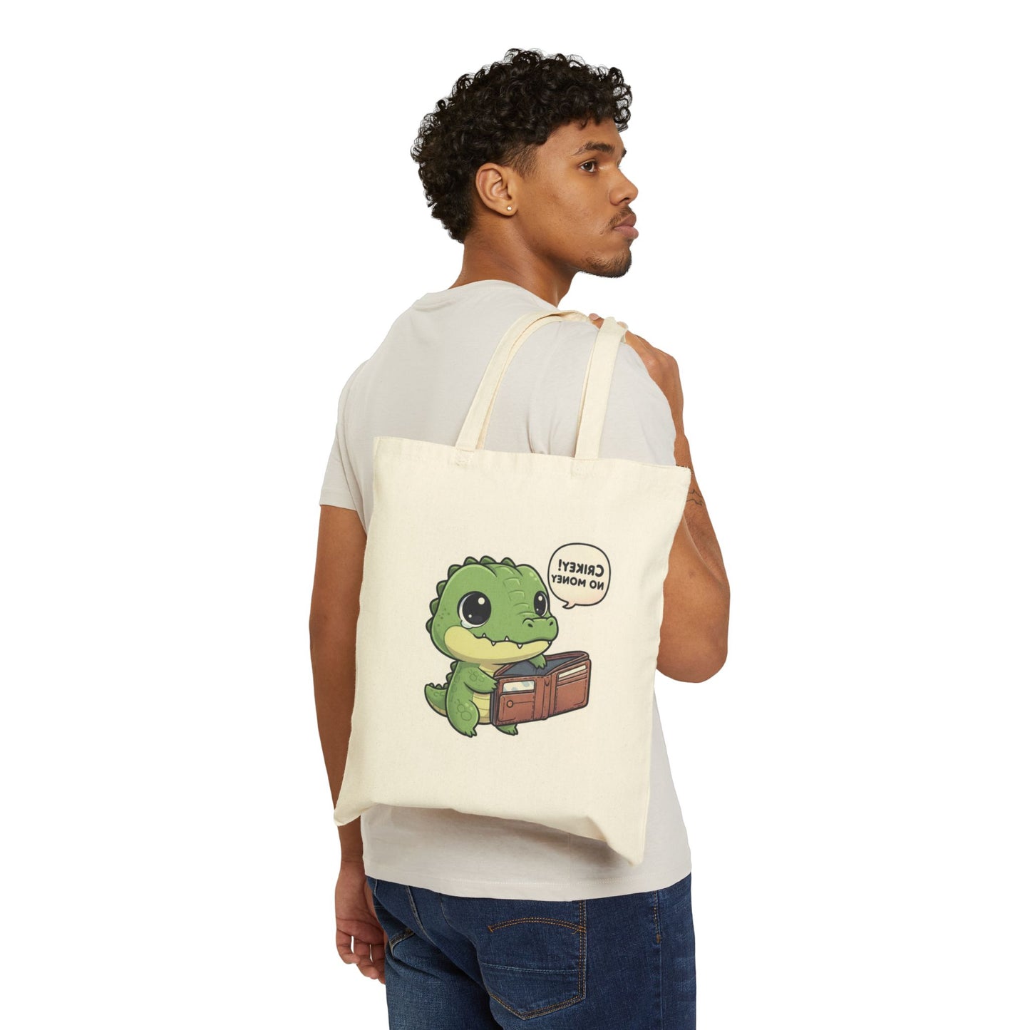 Cute Alligator 'Money or Honey?' Canvas Tote Bag