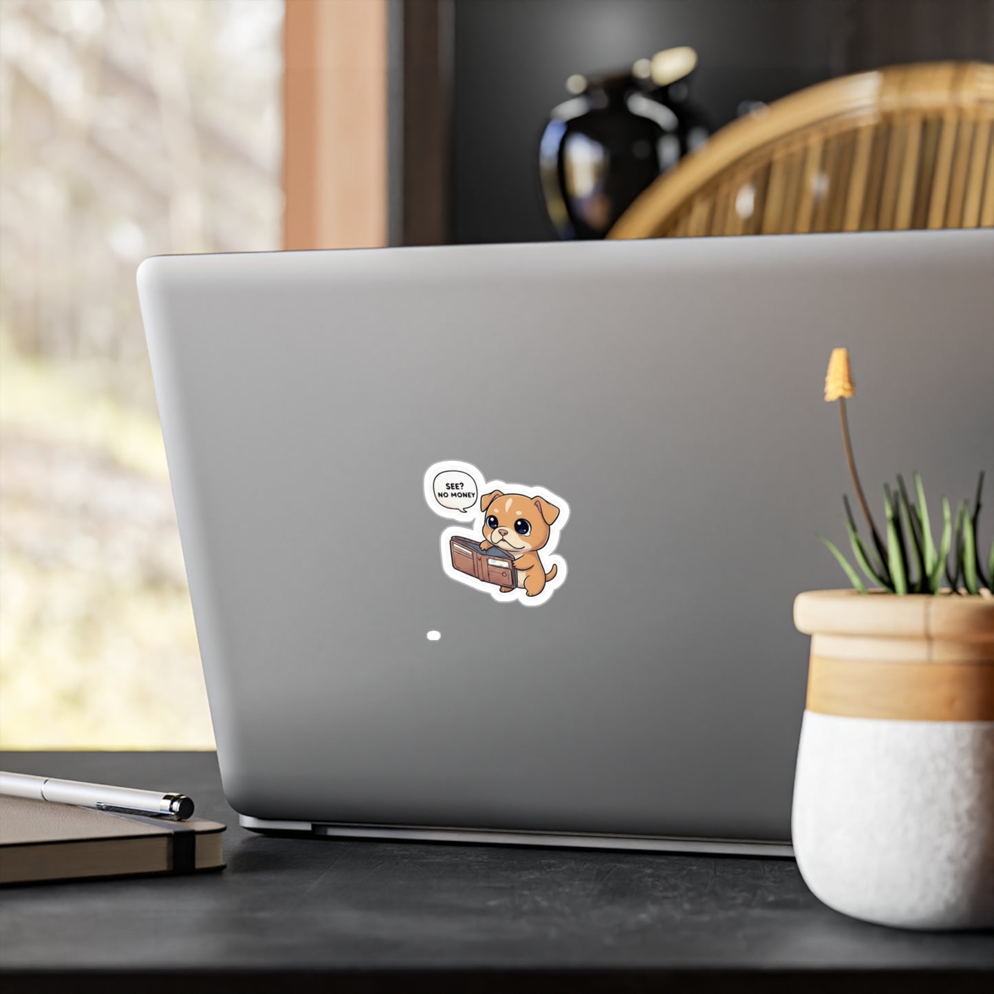 Kawaii Puppy 'See? No Money' Vinyl Sticker