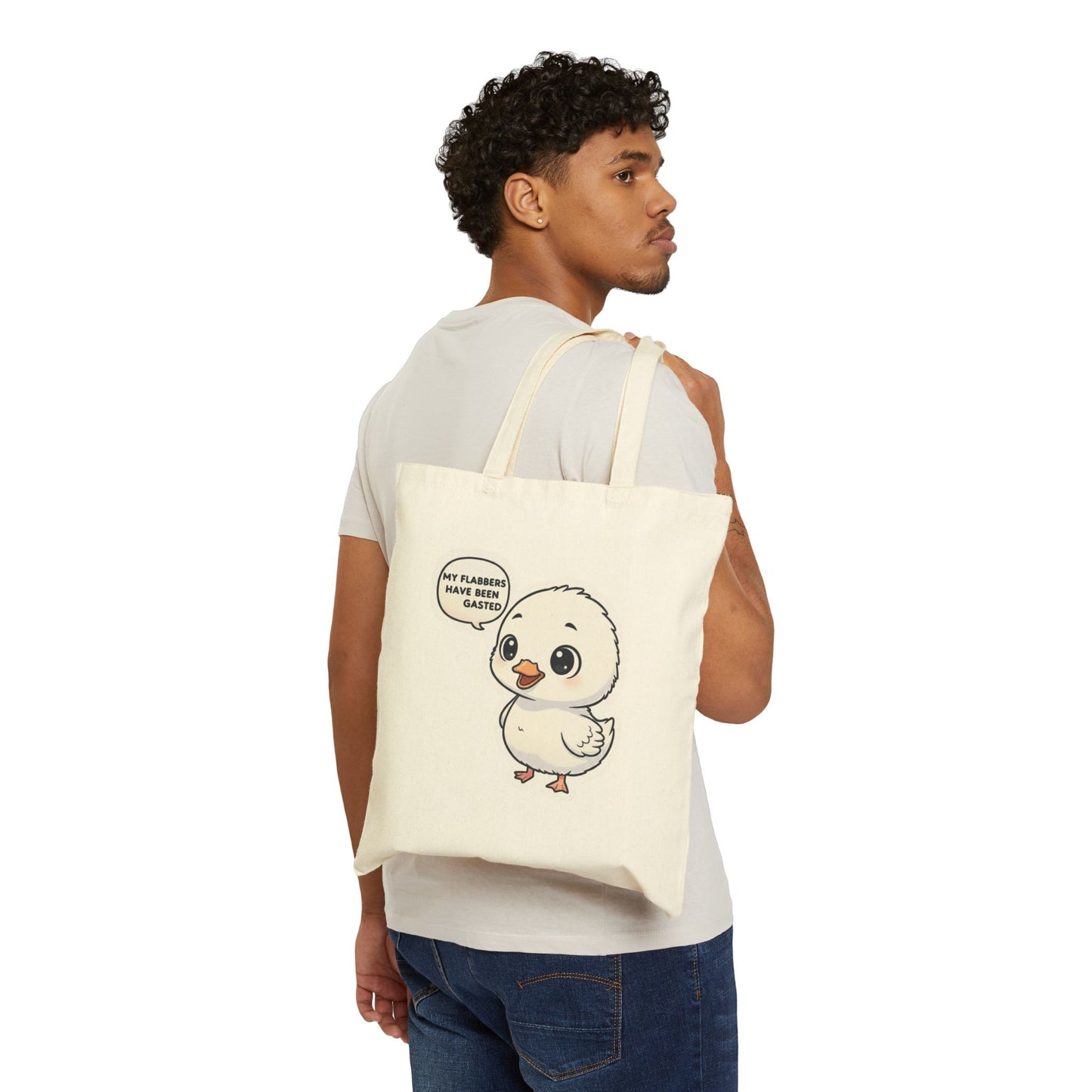 Cute Chick Canvas Tote Bag — "My Flappers Have Been Gasted" Cute Bird Eco Grocery Bag