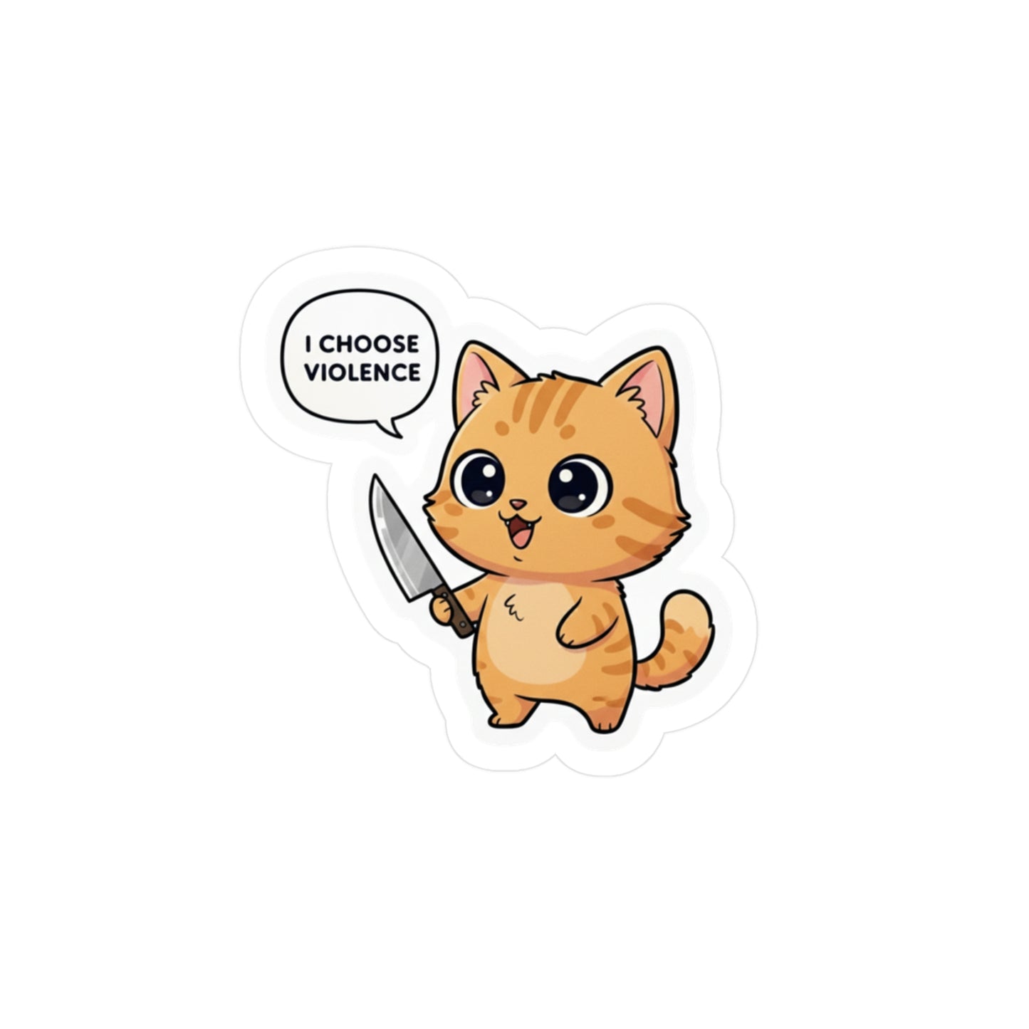 Cute Cat Sticker "I Choose Violence" — Kiss-Cut Vinyl Decal