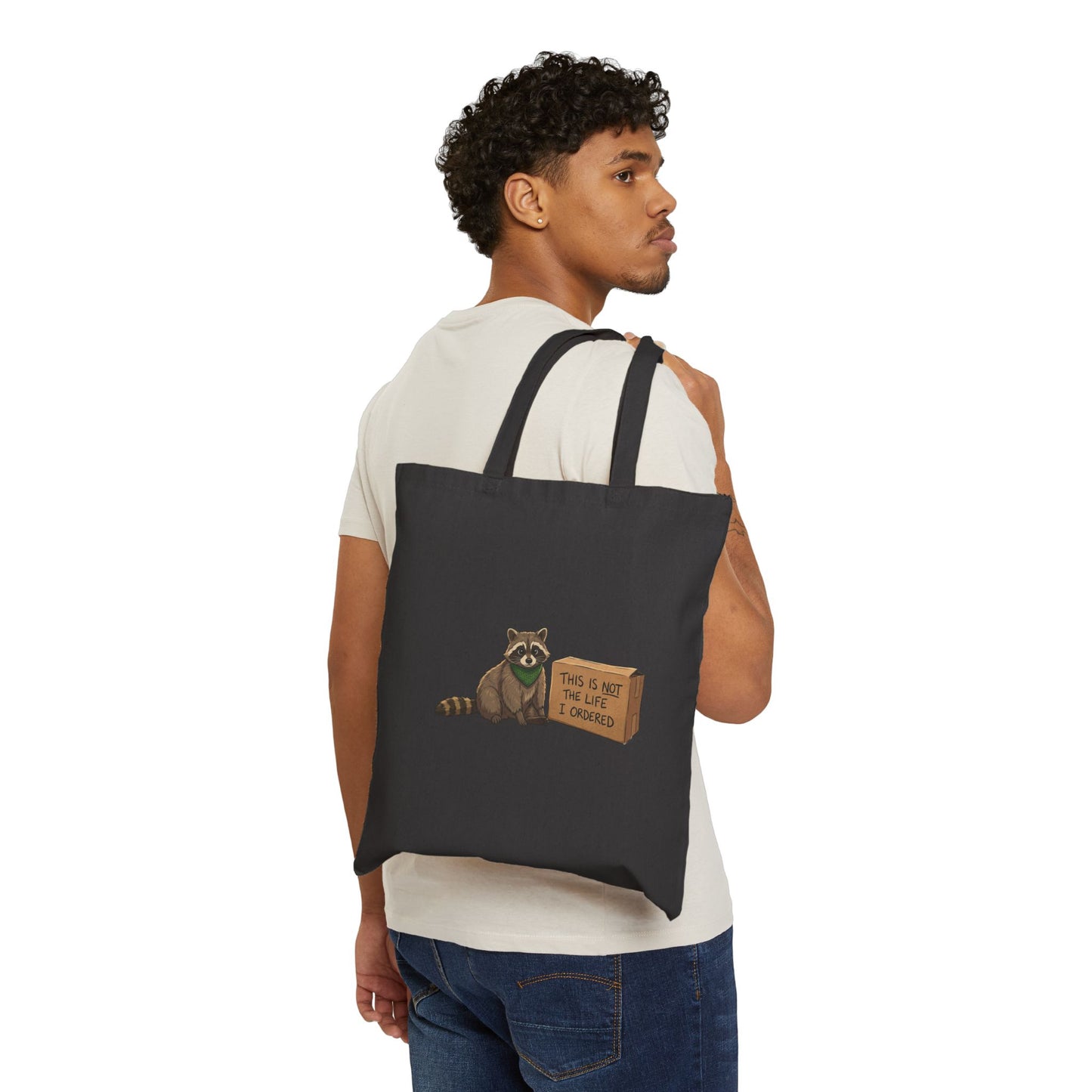 Raccoon Tote Bag - "This Is Not The Life I Ordered" Cotton Canvas Shopper