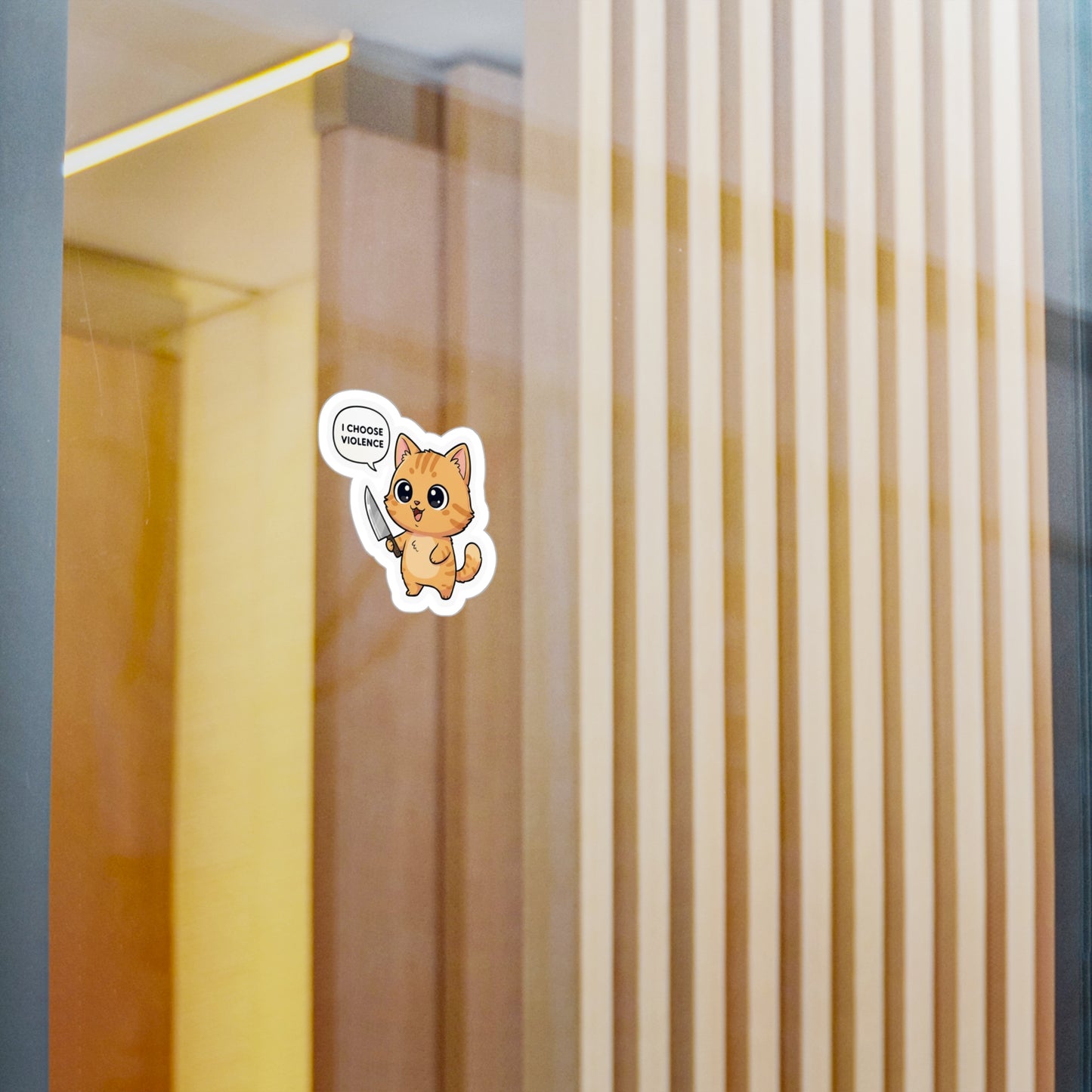 Cute Ginger Cat Sticker — 'I Choose Violence' Vinyl Decal (Kiss-Cut)