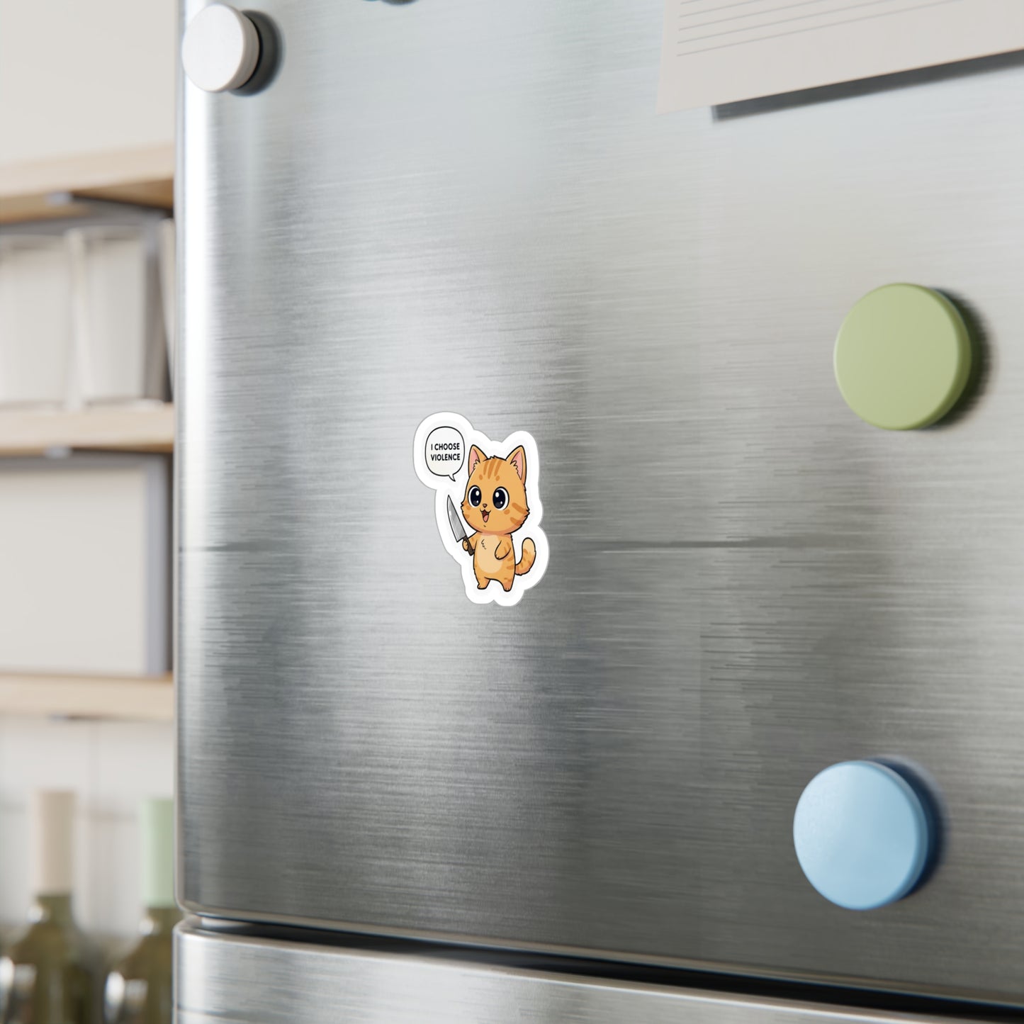 Cute Cat Sticker "I Choose Violence" — Kiss-Cut Vinyl Decal