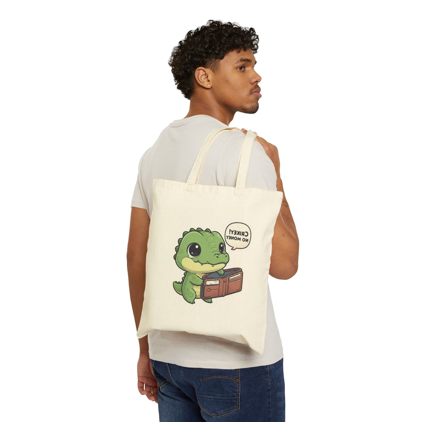 Cute Alligator 'Money or Honey?' Canvas Tote Bag