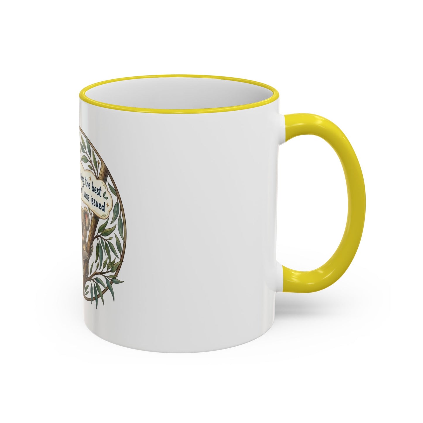 Koala Mug — "I’m just doing the best with the brain I was issued" Accent Rim & Handle Coffee Cup
