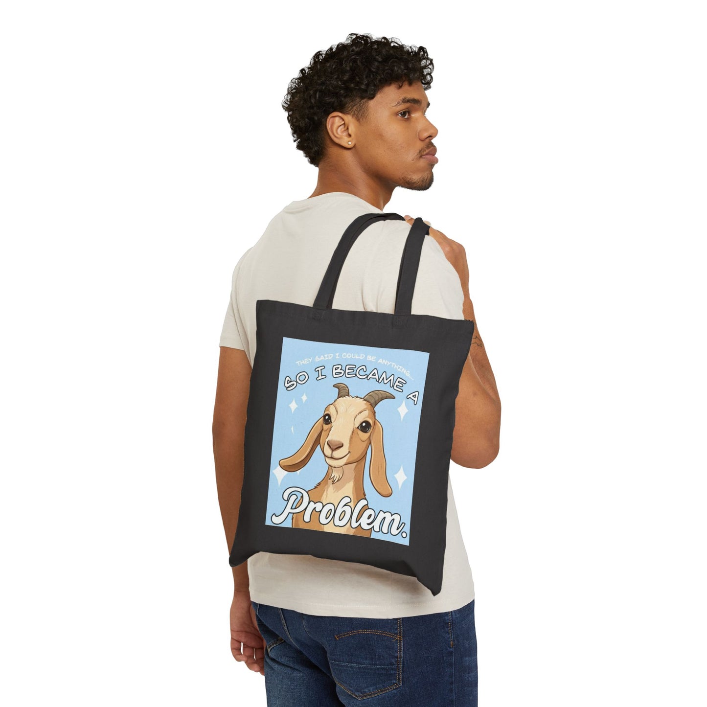 Goat 'So I Became a Problem' Canvas Tote — Funny Animal Reusable Bag
