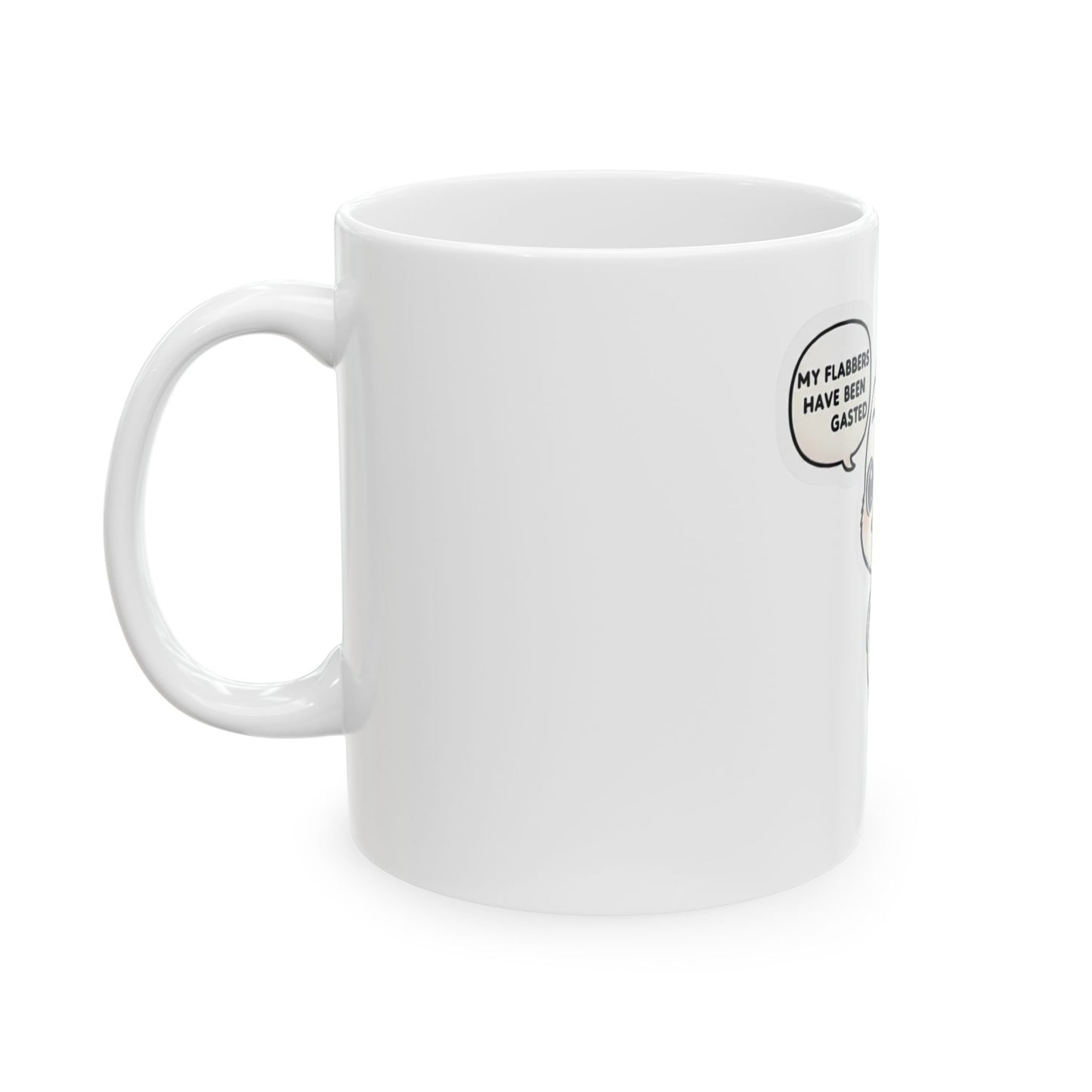 Kawaii Chick Ceramic Mug (11oz) — Cute Duckling Saying "My Flabbers Have Been Gasted"