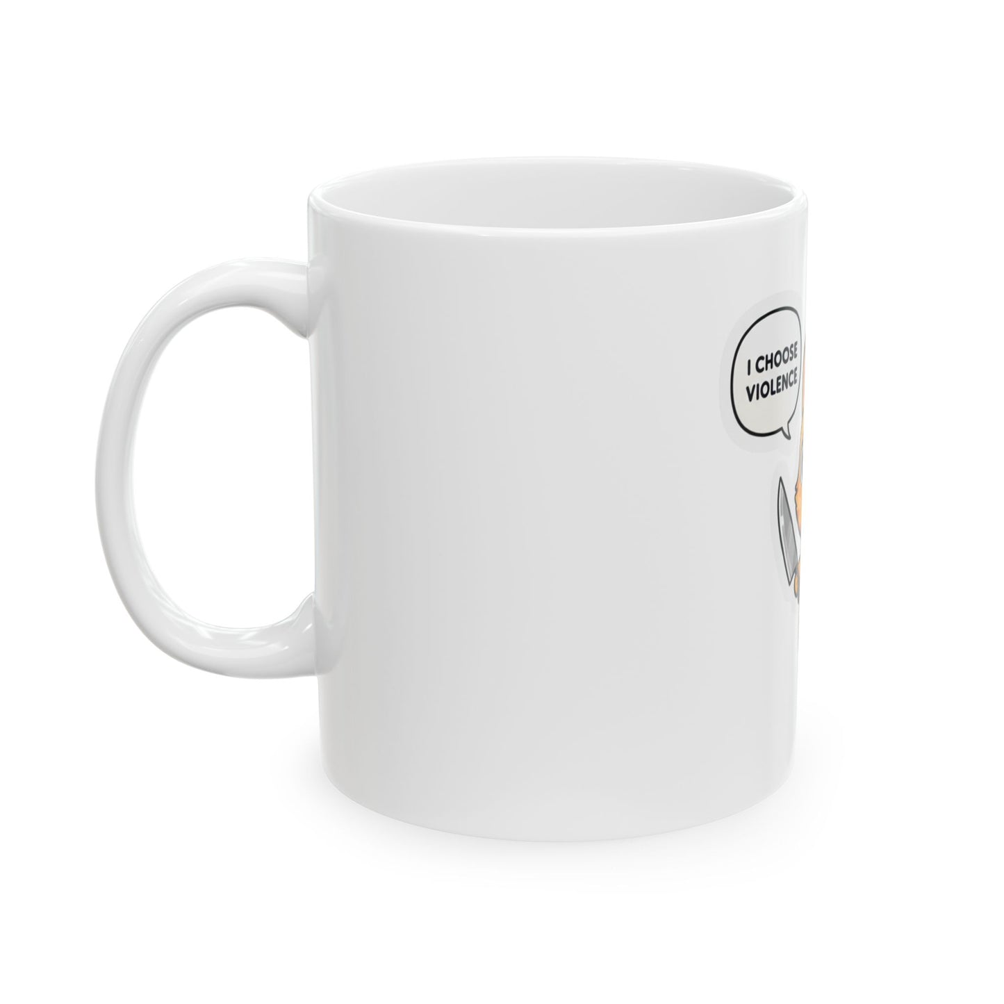 Cute Cat Knife Mug - "I Choose Violence" Ceramic Coffee Cup (11oz)