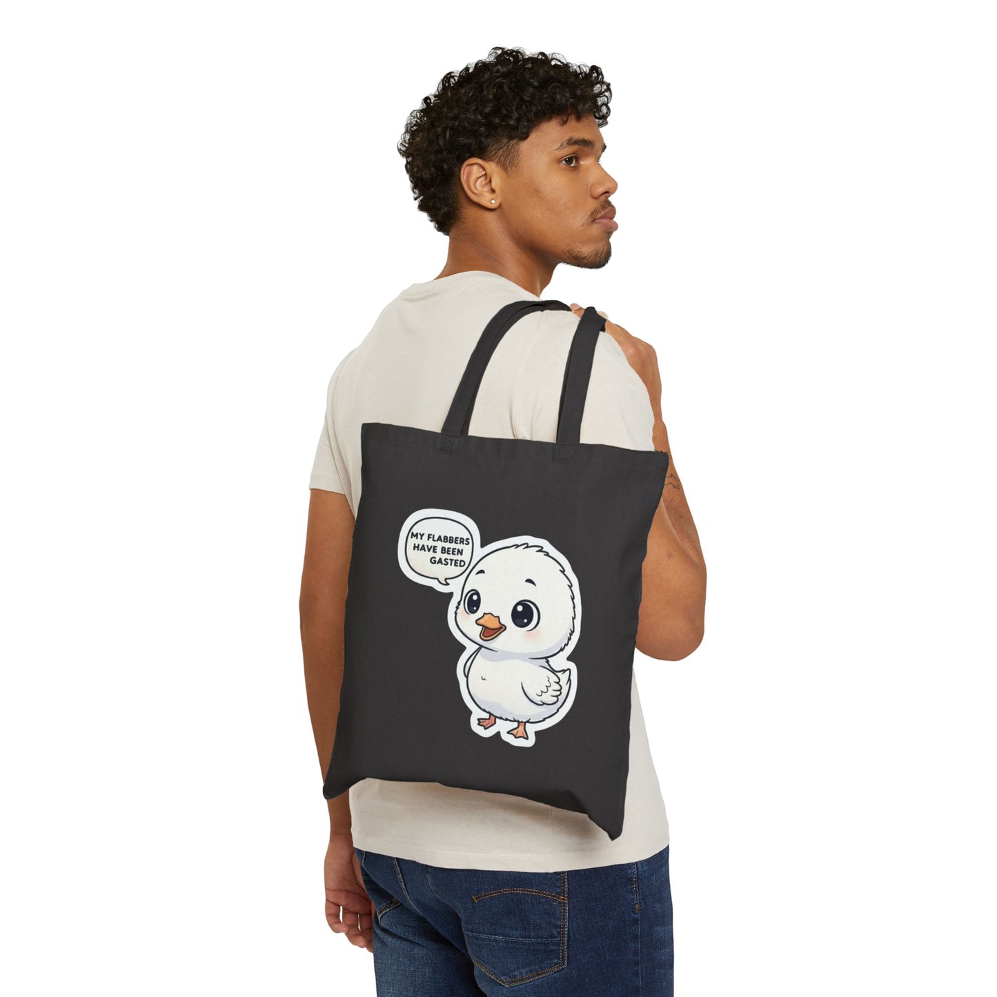 Cute Chick Canvas Tote Bag — "My Flappers Have Been Gasted" Cute Bird Eco Grocery Bag